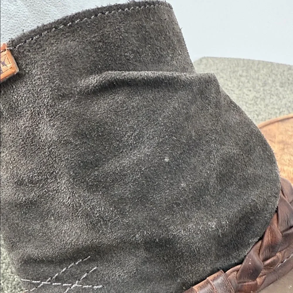 Pikolinos Boots Wm 38 7.5-8 Rotterdam Brown Leather Ankle Braided Leather Buckle